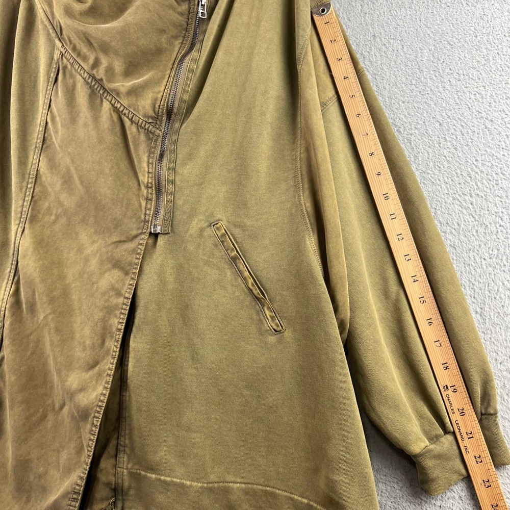 Free People Oversized Asymmetrical Zip Hoodie Jacket Olive Green Small - Picture 6 of 11